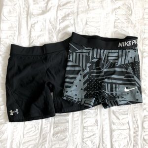 Nike Pro, Under Armour workout shorts bundle